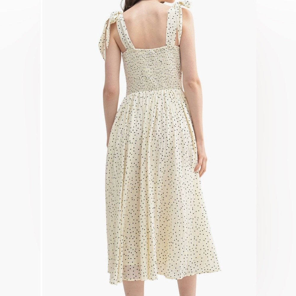 Lush Cream Dress with Black Dots - Picture 2 of 5
